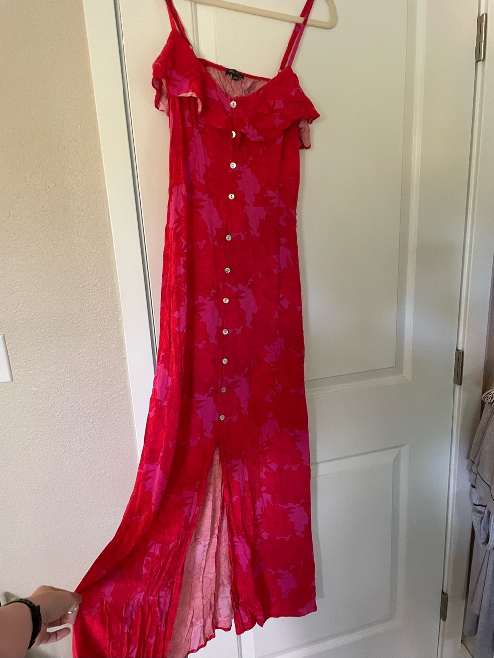 Lily Rose Pink and Red Floral Button-Front Dress